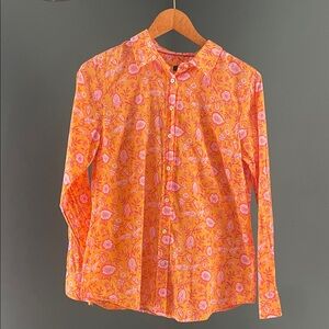 Talbots Orange Floral woman’s Button Down Shirt